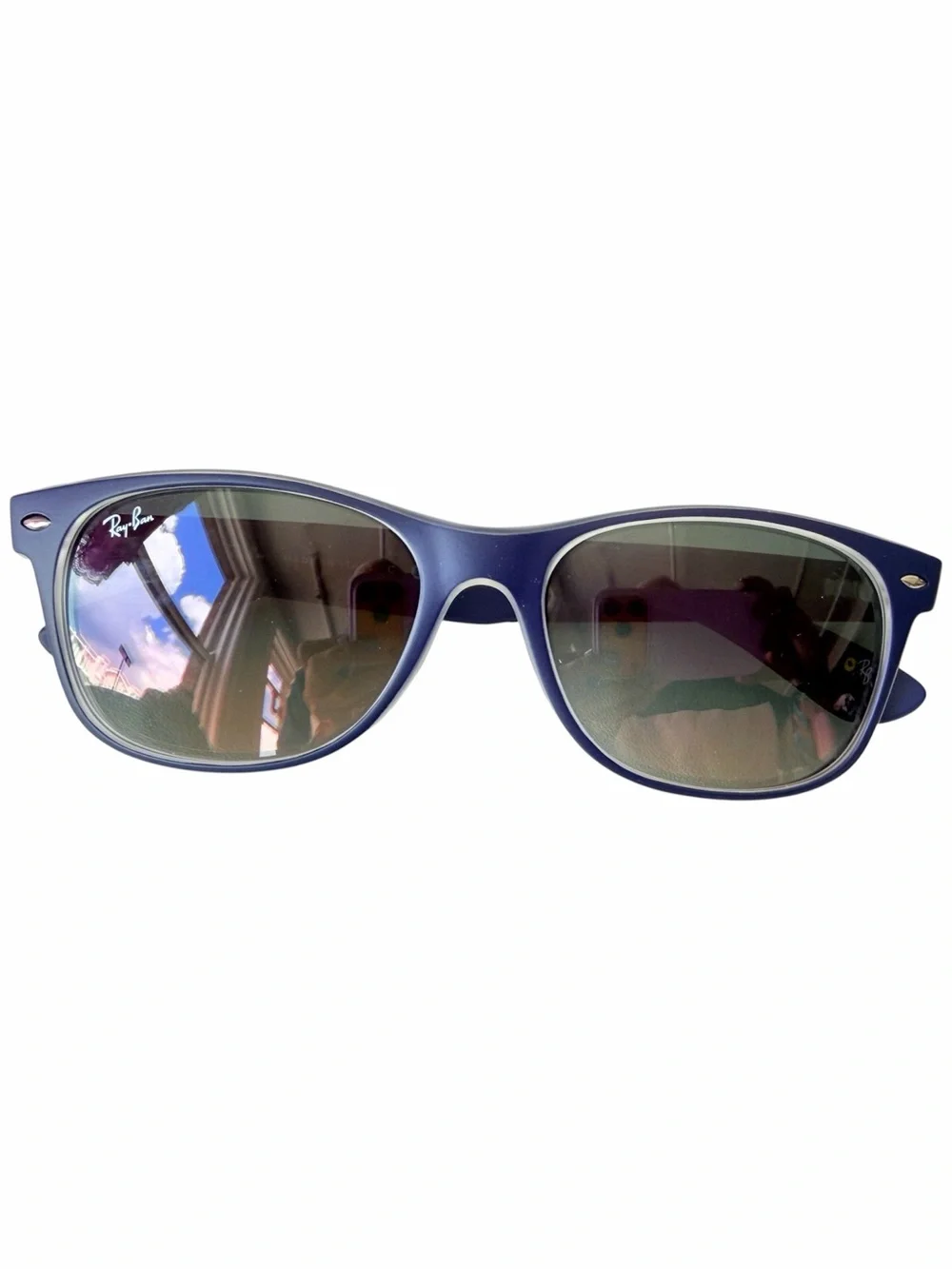 Ray Ban New Wayfarer Rb 2132 55018 Blue Sunglasses Worn Once